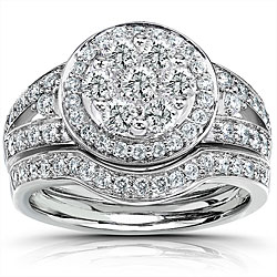 14k Gold 1ct TDW Diamond Bridal Halo Ring Set (G-H, I1-I2)