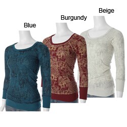 Sweet Child Junior's Cityscape Print Waffle Knit Top
