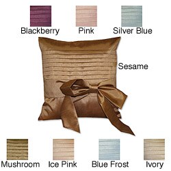 Pleated Faux Silk Bow Pillow