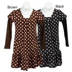 Jonathon Martin Girl's Long-sleeve Polka Dot Dress