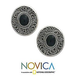 Sterling Silver 'Midnight Beauty' Onyx Earrings (Indonesia)