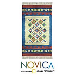 Indo 'Star Struck' Wool and Cotton Rug (5' x 8')