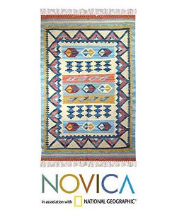 Indo 'Clouds' Wool and Cotton Rug (3' x 5')