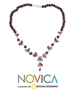 Silver 'Wild Feminine' Amethyst and Citrine Necklace (India)