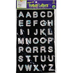 Iron-on Silver Block Sequin Letters