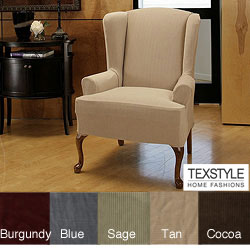 TexStyle Corduroy Stretch Wing Chair Slipcover