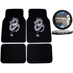 Silver Dragon Floor Mats and Steering Wheel Cover