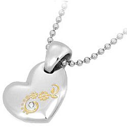 Stainless Steel Locket-style CZ Heart Pendant