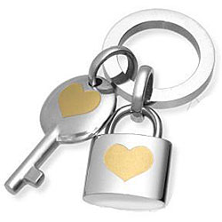 Stainless Steel Lock and Key Heart Pendant