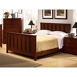 Cherry Mission-style Slatted King Bed