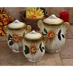 Lorenzo Sunflower 3-piece Canister Set