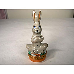 Limoges Pensive Rabbit Keepsake Box