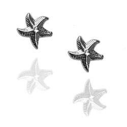 14k White Gold Star Fish Earrings