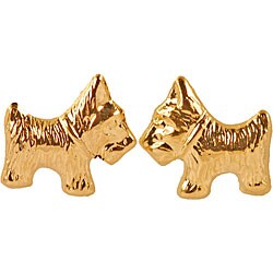 14k Yellow Gold Terrier Stud Child's Earrings