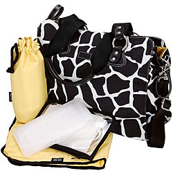 OiOi Black and White Giraffe Tote Diaper Bag