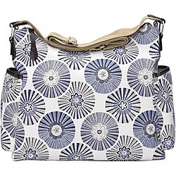 OiOi Blue Floral Disc Classic Hobo-style Diaper Bag