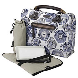 OiOi Blue Floral Disc Tote Diaper Bag