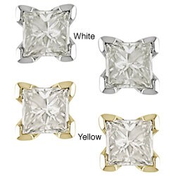 14k Gold 1/10ct TDW Princess-cut Value Diamond Studs (J-K, I2-I3)
