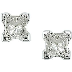 14k Gold 1/4ct TDW Princess-cut Value Diamond Stud Earrings (J-K, I2-I3)