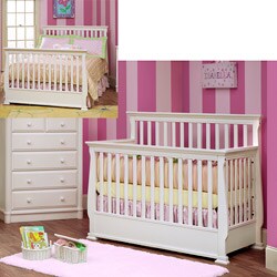 Solid Wood Vanilla Convertible Crib with Guard Rail