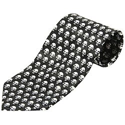 Mystic Clothing Satin White Skulls Punk Tie