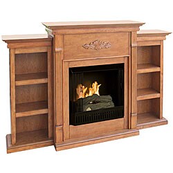 Dublin Gel Fuel Oak Fireplace with Bookcases | Overstock.com