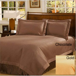 Quilted 3-piece Chocolate/ Queen Coverlet Set