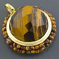 18k Goldplated Silver Tiger's Eye Pendant (China)