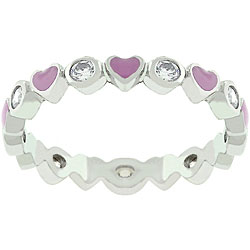 Pink Enamel Hearts Stackable Eternity Band