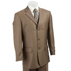 Eddie Domani Men's Light Brown Windowpane Suit