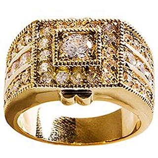 Simon Frank 14k Yellow Gold Overlay 'Sparkler' CZ Men's Ring