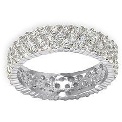 Simon Frank 14k White Gold Overlay 3-row CZ Eternity Band