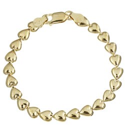 Caribe 14k Gold over Silver Italian Heart Link Bracelet