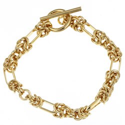 Caribe Gold 14k over Sterling Silver 7-inch Byzantine Link Bracelet
