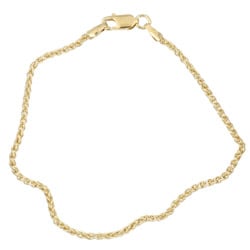 Sterling Essentials 14K Gold over Silver 9-inch Spiga Anklet