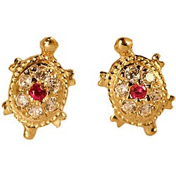 14k Yellow Gold Child's Turtle Earrings
