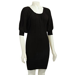 PURPLE RIBBED V-NECK SWEATER BAND MINI DRESS