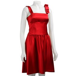 Suzi Chin for Maggy Boutique Women's Cherry Red Satin Dress 