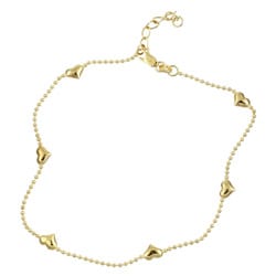 Caribe Gold 14k over Sterling Silver Puffed Heart Anklet