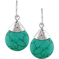 Sterling Silver Turquoise Circle Hook Earrings