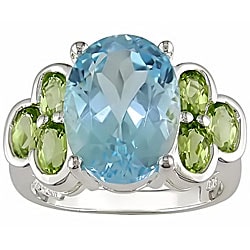 Sterling Silver Blue Topaz and Peridot Ring