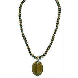 Sterling Silver Tigereye Beaded Necklace