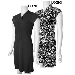 DKNY Women's Cap Sleeve Tie Neck Dress