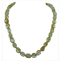 Sterling Silver Knotted Citrine Tumble Beaded Necklace