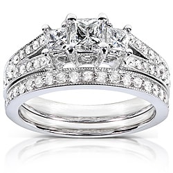 14k Gold 1ct TDW Princess-cut Diamond Bridal Set