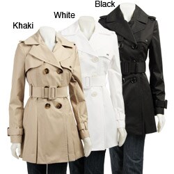 Miss Sixty Women's Double-breasted Pleated-bottom Trench Coat