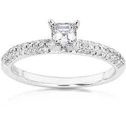 14k Gold 1/2ct TDW Asscher Diamond Ring (H-I, SI1-SI2)