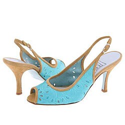 Cynthia Rowley Title Aqua Leather/Tan Suede(Size 5.5 M)