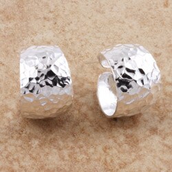 Sterling Silver Classic Hammered Hoop Earrings (Mexico)