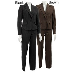 In The Now Women's Pinstripe 2-piece Pant Suit
